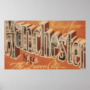 Affiche Manchester, New Hampshire - Grande Lettre
