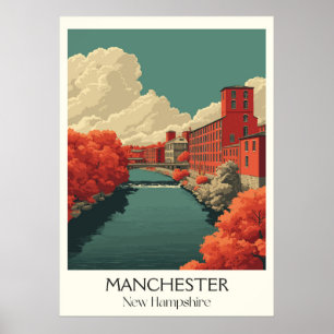 Affiche Manchester New Hampshire Mill City