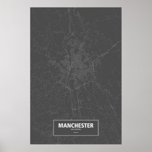 Affiche Manchester, New Hampshire (white on black)