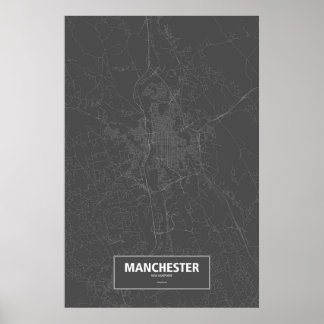 Affiche Manchester, New Hampshire (white on black)