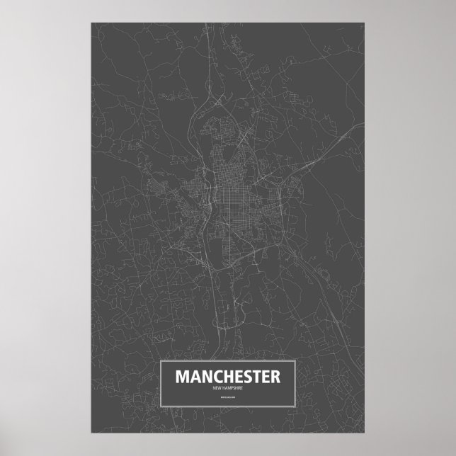 Affiche Manchester, New Hampshire (white on black) (Devant)