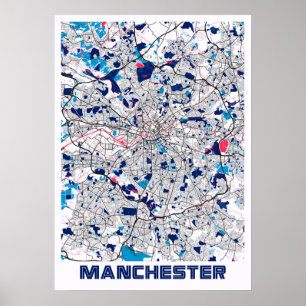 Affiche Manchester - Royaume-Uni MilkTea City Carte