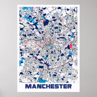 Affiche Manchester - Royaume-Uni MilkTea City Carte