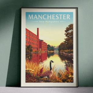 Affiche Manchester vintage New Hampshire