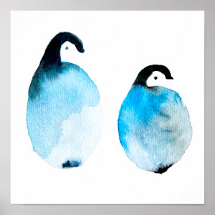 Affiche Manchot aquarelle mignonne