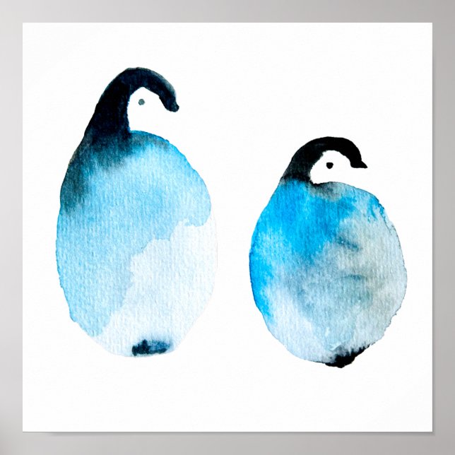 Affiche Manchot aquarelle mignonne (Devant)