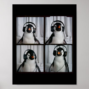 Affiche Manchot avec casque autisme sensoriel zoo manchot