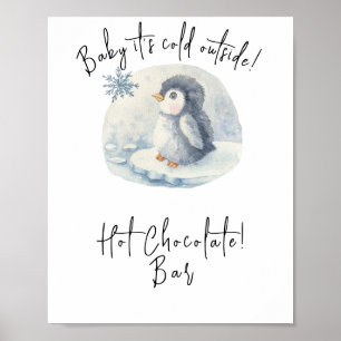 Affiche Manchot - Barre de chocolat chaud