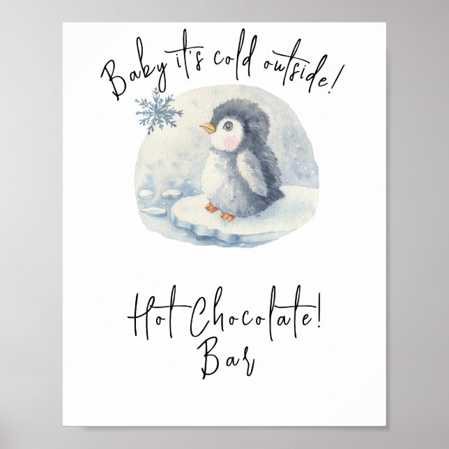 Affiche Manchot - Barre de chocolat chaud (Devant)