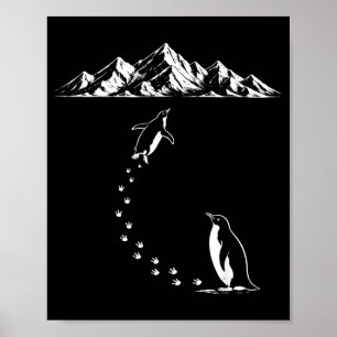 Affiche Manchot marchant seul vers les montagnes oiseau ni