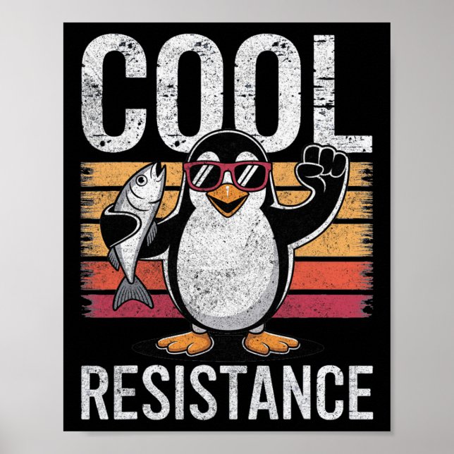 Affiche Manchot résistant cool subtil proteste contre les  (Devant)