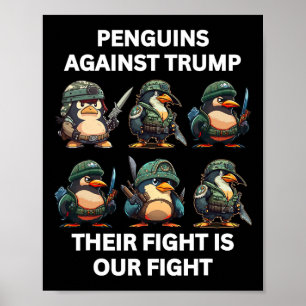 Affiche Manchots en colère contre Trump Leur combat est le