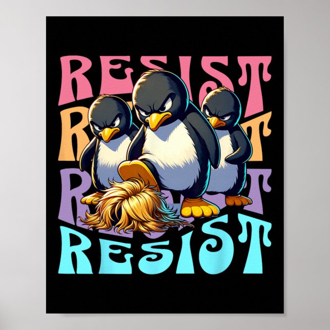 Affiche Manchots Rétro de la Résistance de Protestation Co (Devant)