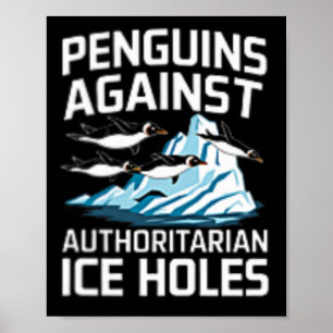 Affiche Manchots Trump contre les trous de glace autoritai