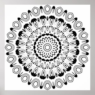 Affiche Mandala à anneau à contraste audacieux avec couche