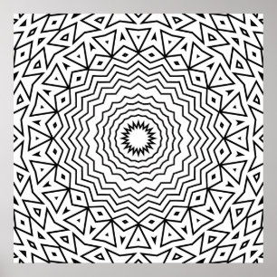 Affiche Mandala à anneau en zigzag avec détail de motif tr