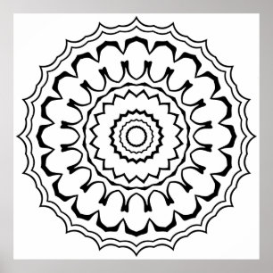 Affiche Mandala à anneau festonné gras avec vagues superpo
