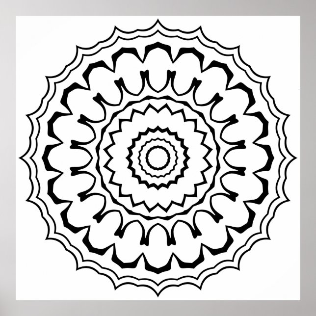 Affiche Mandala à anneau festonné gras avec vagues superpo (Devant)