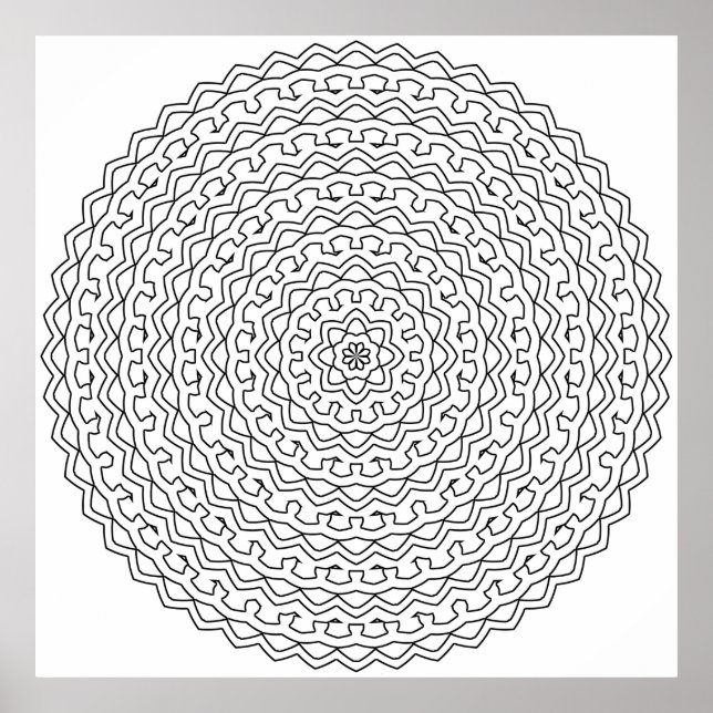 Affiche Mandala à Boucle Concentrique Intriquée avec un No (Devant)