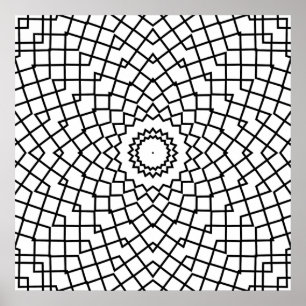 Affiche Mandala à Grille Entrelacée avec Art à Flux Angula
