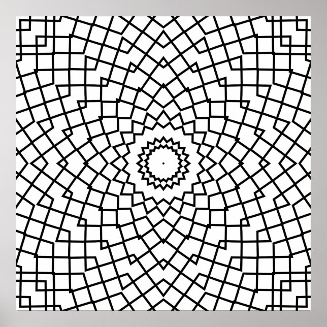 Affiche Mandala à Grille Entrelacée avec Art à Flux Angula (Devant)