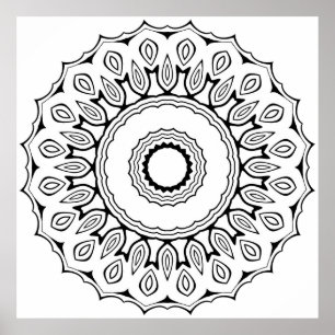 Affiche Mandala à halo orné avec motif artistique à flux s