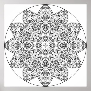 Affiche Mandala à huit points avec motif de nœud complexe