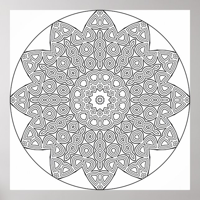Affiche Mandala à huit points avec motif de nœud complexe (Devant)
