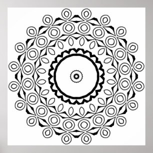 Affiche Mandala à motif circulaire avec des formes ovales