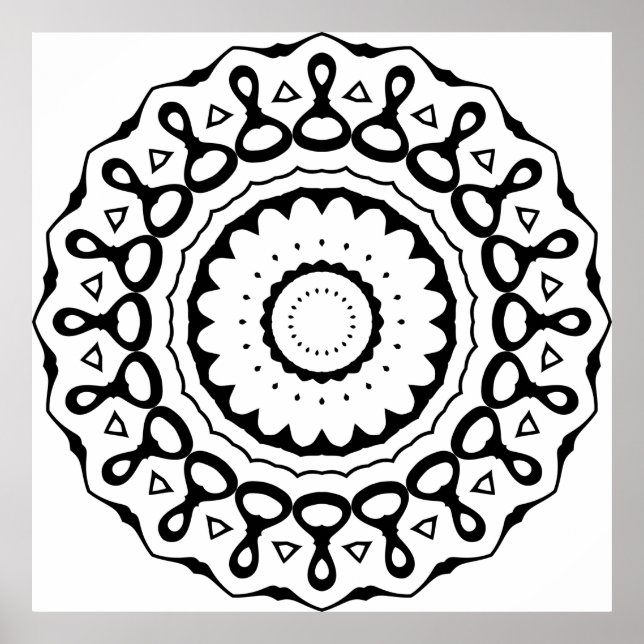 Affiche Mandala à motif en boucle gras avec des bords fest (Devant)