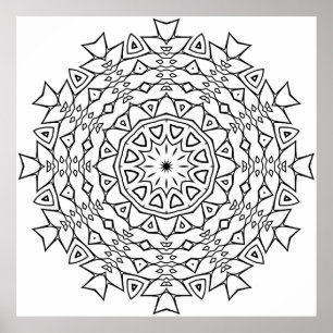Affiche Mandala à Noyau Stellaire avec Géométrie Tribale A
