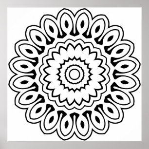 Affiche Mandala à pétals superposés en explosion avec des 