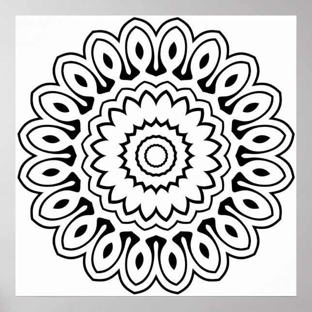 Affiche Mandala à pétals superposés en explosion avec des  (Devant)