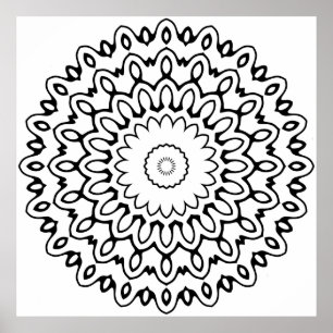Affiche Mandala à vague de pétale gras avec art de boucles