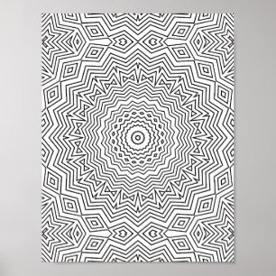 Affiche Mandala à vagues Chevron superposées avec accents 