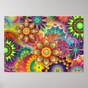 Affiche Mandala Abstrait Spirituel Psychedélique Trippy