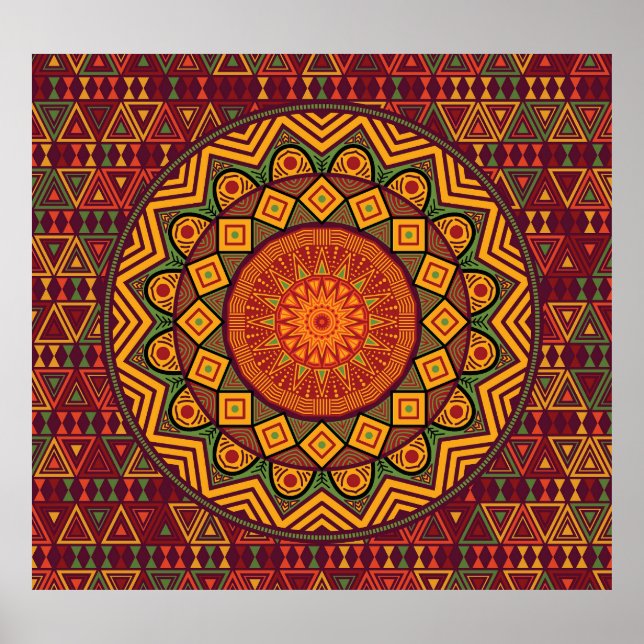 Affiche Mandala africain, dessins circulaires polynésiens. (Devant)