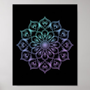 Affiche Mandala aquarelle Art de géométrie fractale sacrée