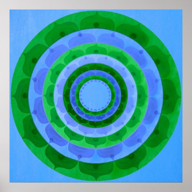 Affiche Mandala bleu vert (Devant)