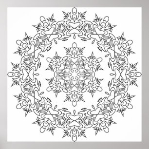 Affiche Mandala Cœur de Papillon aux Floraisons Ondoyantes