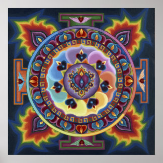 Affiche Mandala Coeur flamboyant