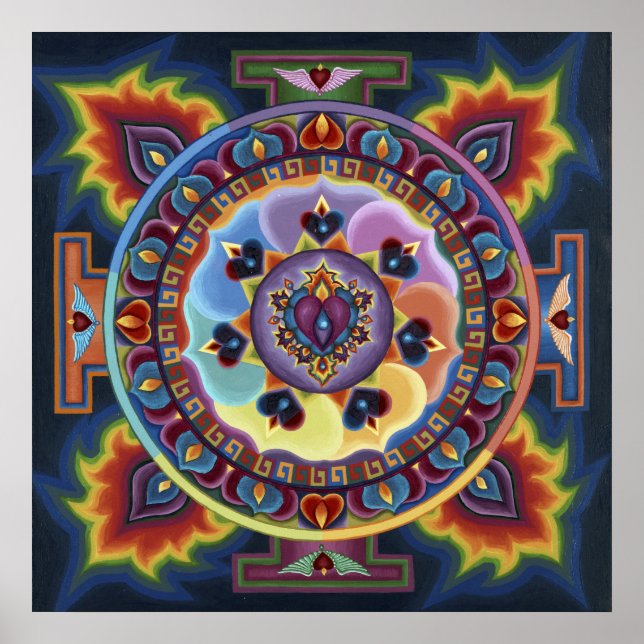 Affiche Mandala Coeur flamboyant (Devant)