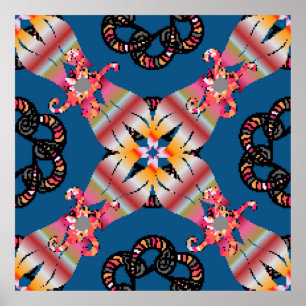 Affiche Mandala coloré sur un arrière - plan jaune. Invita