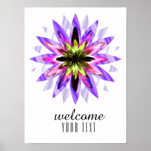 Affiche Mandala Damask Bienvenue Lotus Flower Art élégant
