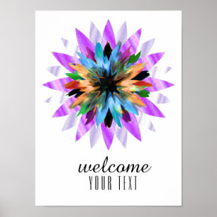 Affiche Mandala Damask Bienvenue Lotus Flower Art élégant