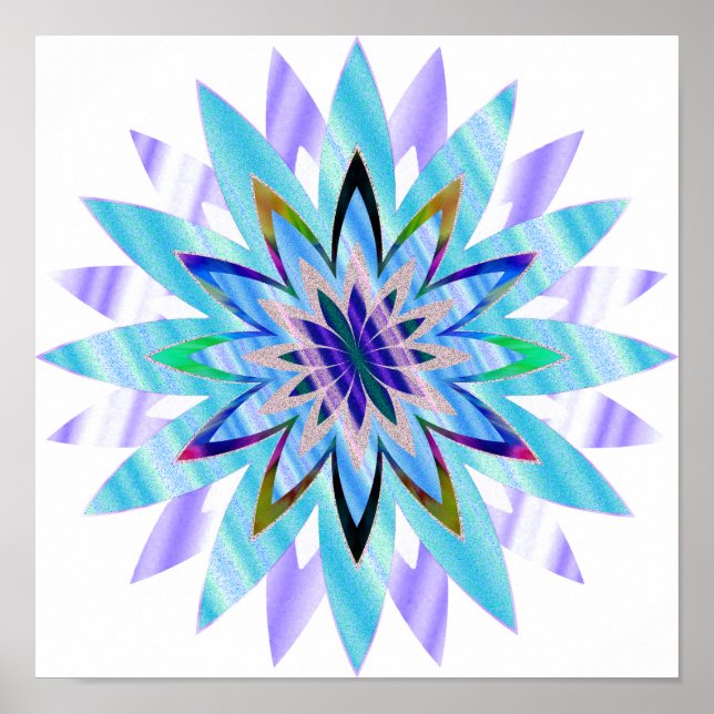 Affiche Mandala Damask Lotus Flower Art élégant (Devant)