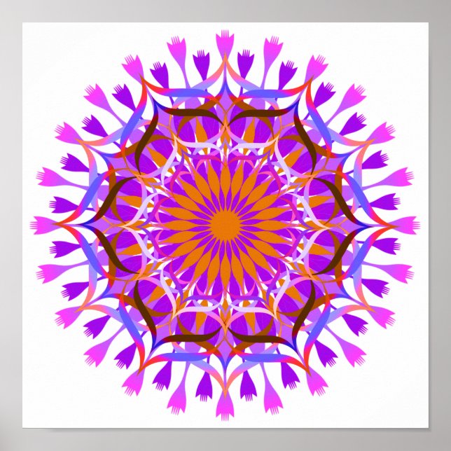 Affiche Mandala Damask Lotus Flower Art élégant (Devant)