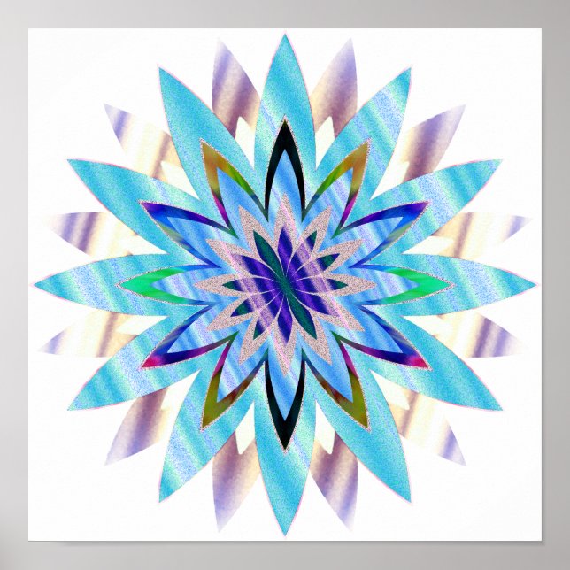 Affiche Mandala Damask Lotus Flower Art élégant (Devant)