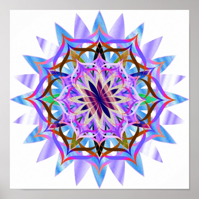 Affiche Mandala Damask Lotus Flower Art élégant (Devant)