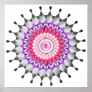 Affiche Mandala Damask Lotus Flower Art élégant